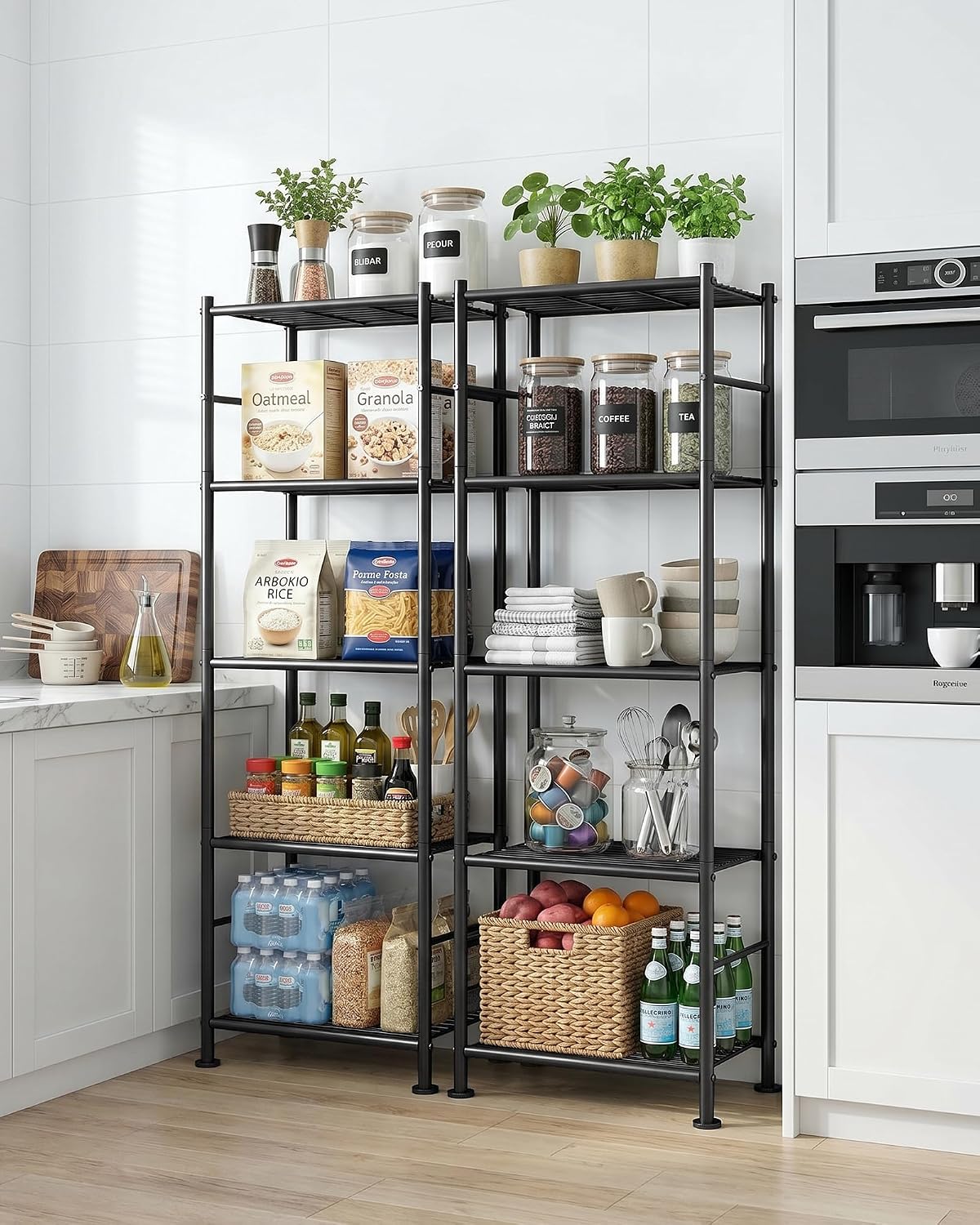 2-Pack 5-Tier Metal Storage Shelves, 18.4"x12.6"x57.4", Black