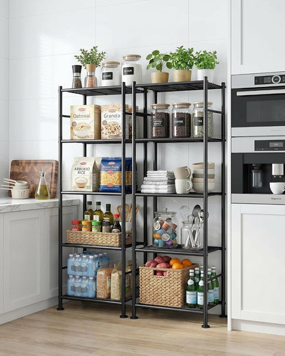 2-Pack 5-Tier Metal Storage Shelves, 18.4"x12.6"x57.4", Black