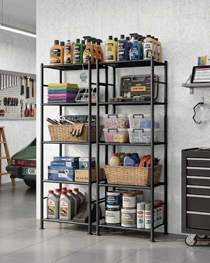 2-Pack 5-Tier Metal Storage Shelves, 18.4"x12.6"x57.4", Black