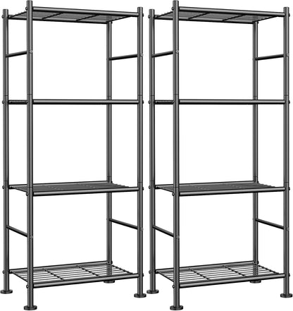 2-Pack 5-Tier Metal Storage Shelves, 18.4"x12.6"x57.4", Black