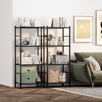 2-Pack 5-Tier Metal Storage Shelves, 18.4"x12.6"x57.4", Black