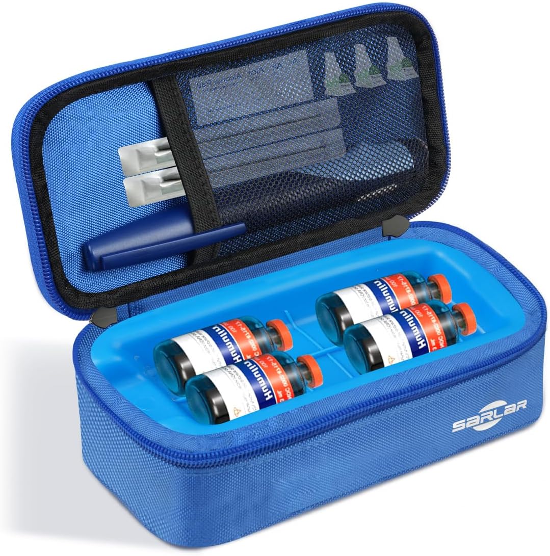 Insulin Vial Cooler Travel Case, TSA Approved Diabetic Supplies Storage Bag with Ice Brick, Insulin Pen and Vial Bottle Cooling Protector Organizer, Carrying Case for Daily and Trips, Black