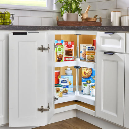 32" Kidney Shaped Dual Tier Lazy Susan for Corner Base Cabinets