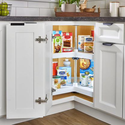 32" Kidney Shaped Dual Tier Lazy Susan for Corner Base Cabinets
