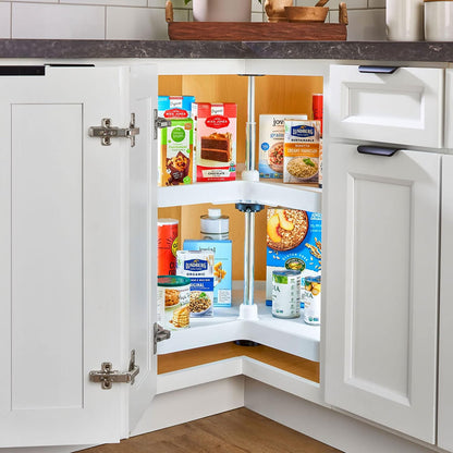 32" Kidney Shaped Dual Tier Lazy Susan for Corner Base Cabinets