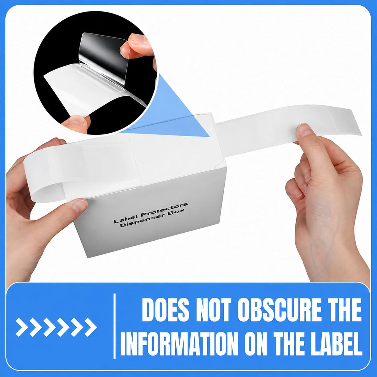 1500 Pcs 3.25'' x 1.5'' Clear Label Protectors with Dispenser Box Transparent Glossy Waterproof Labels Self Adhesive Stickers for Protecting Barcodes Spine Labels Office Use