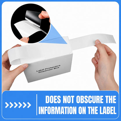 1500 Pcs 3.25'' x 1.5'' Clear Label Protectors with Dispenser Box Transparent Glossy Waterproof Labels Self Adhesive Stickers for Protecting Barcodes Spine Labels Office Use