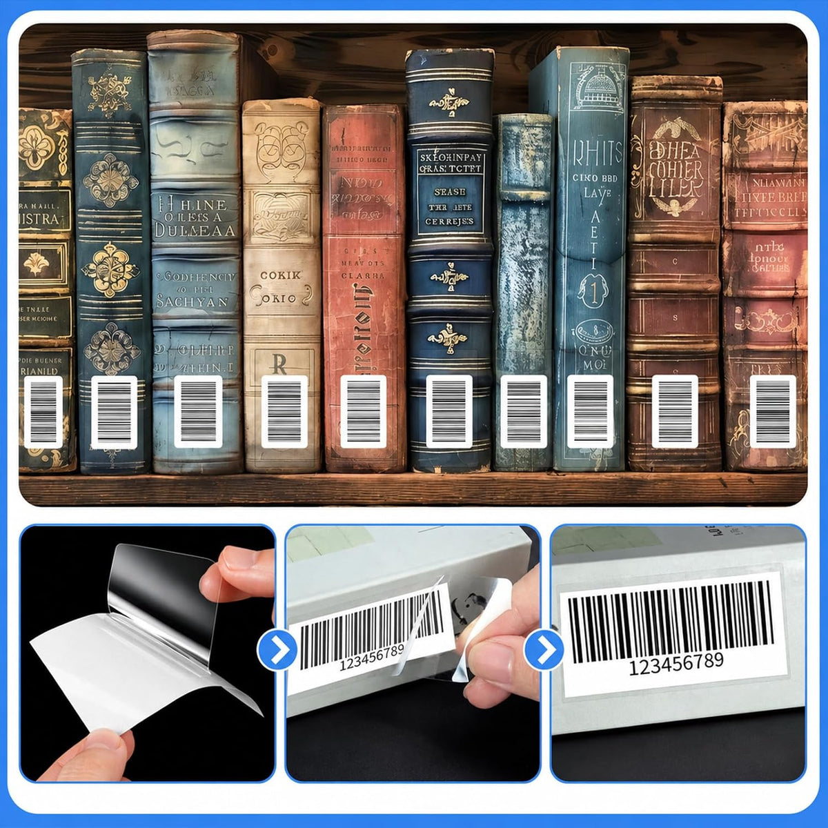1500 Pcs 3.25'' x 1.5'' Clear Label Protectors with Dispenser Box Transparent Glossy Waterproof Labels Self Adhesive Stickers for Protecting Barcodes Spine Labels Office Use
