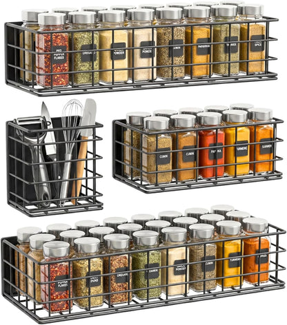 Magnetic Fridge Shelf, Metal Strong Magnet Rack, Space Saving Spice Organizer, Utensil Holder, Fruit Potato Onion Storage Bins, Black Refrigerator Organizers and Storage