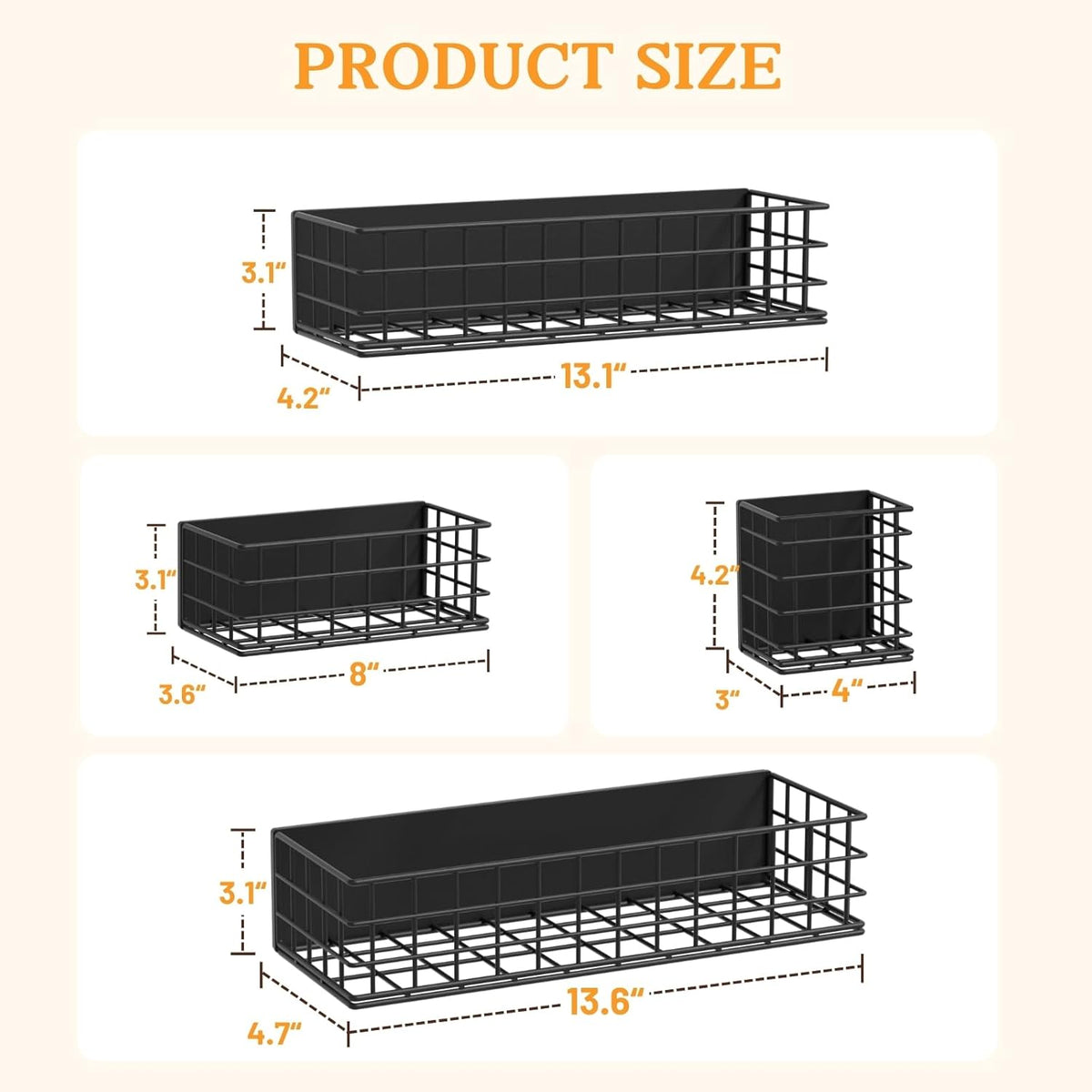 Magnetic Fridge Shelf, Metal Strong Magnet Rack, Space Saving Spice Organizer, Utensil Holder, Fruit Potato Onion Storage Bins, Black Refrigerator Organizers and Storage