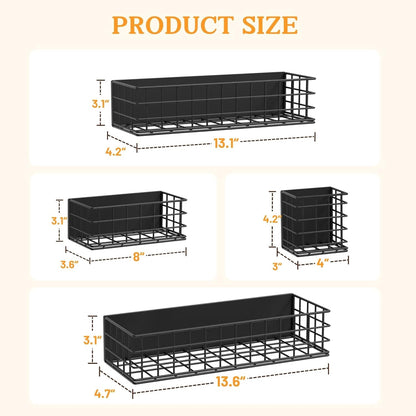 Magnetic Fridge Shelf, Metal Strong Magnet Rack, Space Saving Spice Organizer, Utensil Holder, Fruit Potato Onion Storage Bins, Black Refrigerator Organizers and Storage