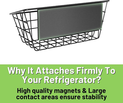 Magnetic Fridge Shelf, Metal Strong Magnet Rack, Space Saving Spice Organizer, Utensil Holder, Fruit Potato Onion Storage Bins, Black Refrigerator Organizers and Storage