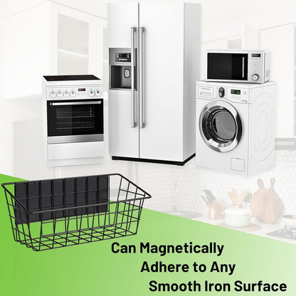 Magnetic Fridge Shelf, Metal Strong Magnet Rack, Space Saving Spice Organizer, Utensil Holder, Fruit Potato Onion Storage Bins, Black Refrigerator Organizers and Storage