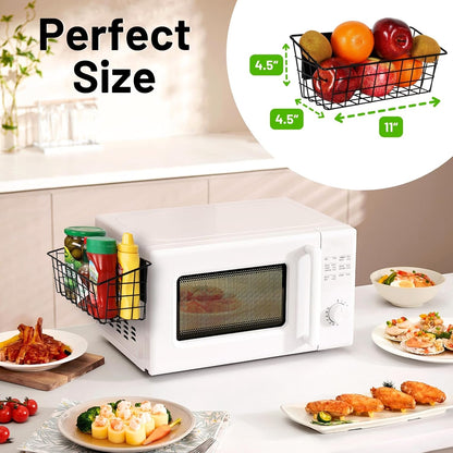 Magnetic Fridge Shelf, Metal Strong Magnet Rack, Space Saving Spice Organizer, Utensil Holder, Fruit Potato Onion Storage Bins, Black Refrigerator Organizers and Storage