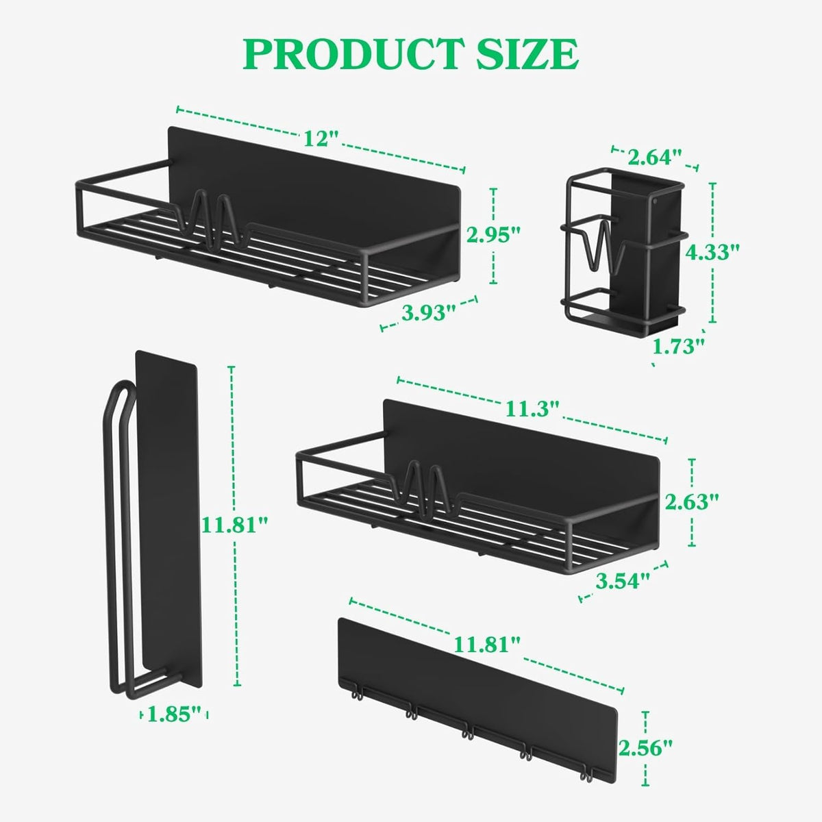Magnetic Fridge Shelf, Metal Strong Magnet Rack, Space Saving Spice Organizer, Utensil Holder, Fruit Potato Onion Storage Bins, Black Refrigerator Organizers and Storage