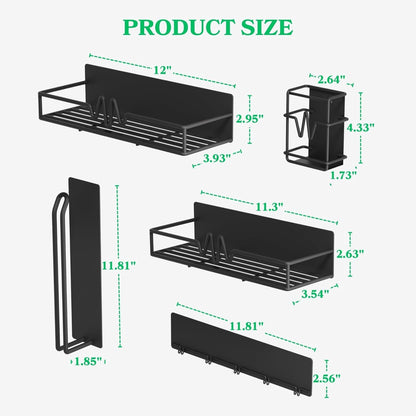 Magnetic Fridge Shelf, Metal Strong Magnet Rack, Space Saving Spice Organizer, Utensil Holder, Fruit Potato Onion Storage Bins, Black Refrigerator Organizers and Storage