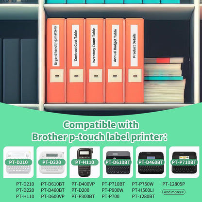 10x TZe231 12mm Label Maker Tape Compatible Brother Label Tape | 10 Pack,Black on White Tz Label Tape,Compatible with Brother P-Touch PT-D210 D220 H110 1000 1280 D400 Cube