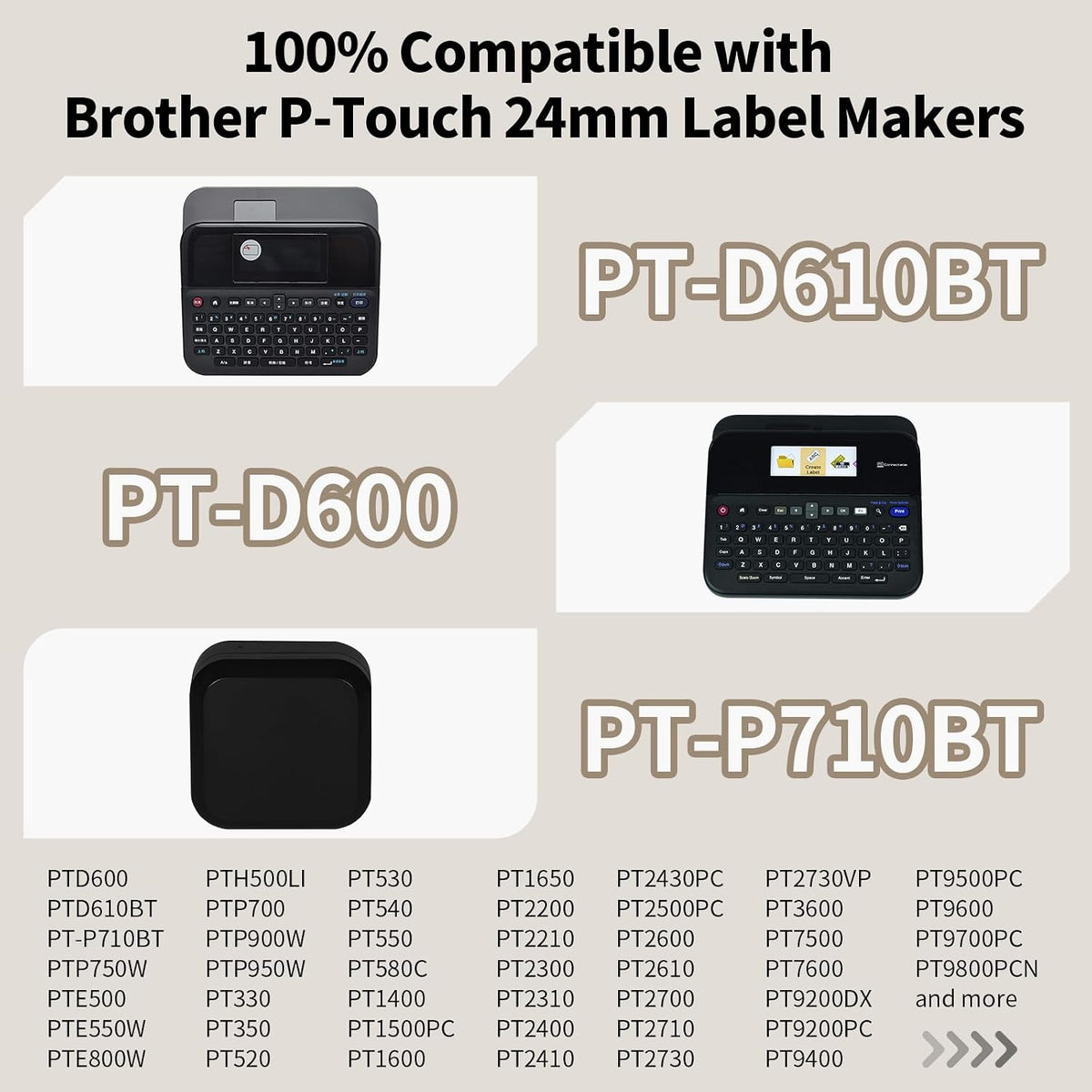 10x TZe231 12mm Label Maker Tape Compatible Brother Label Tape | 10 Pack,Black on White Tz Label Tape,Compatible with Brother P-Touch PT-D210 D220 H110 1000 1280 D400 Cube