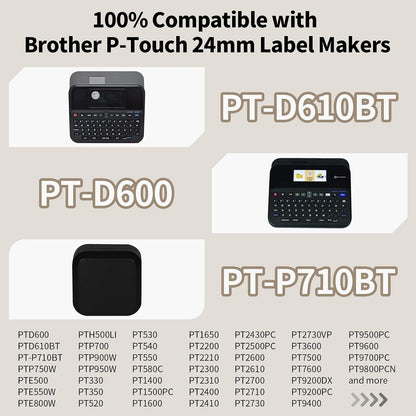 10x TZe231 12mm Label Maker Tape Compatible Brother Label Tape | 10 Pack,Black on White Tz Label Tape,Compatible with Brother P-Touch PT-D210 D220 H110 1000 1280 D400 Cube