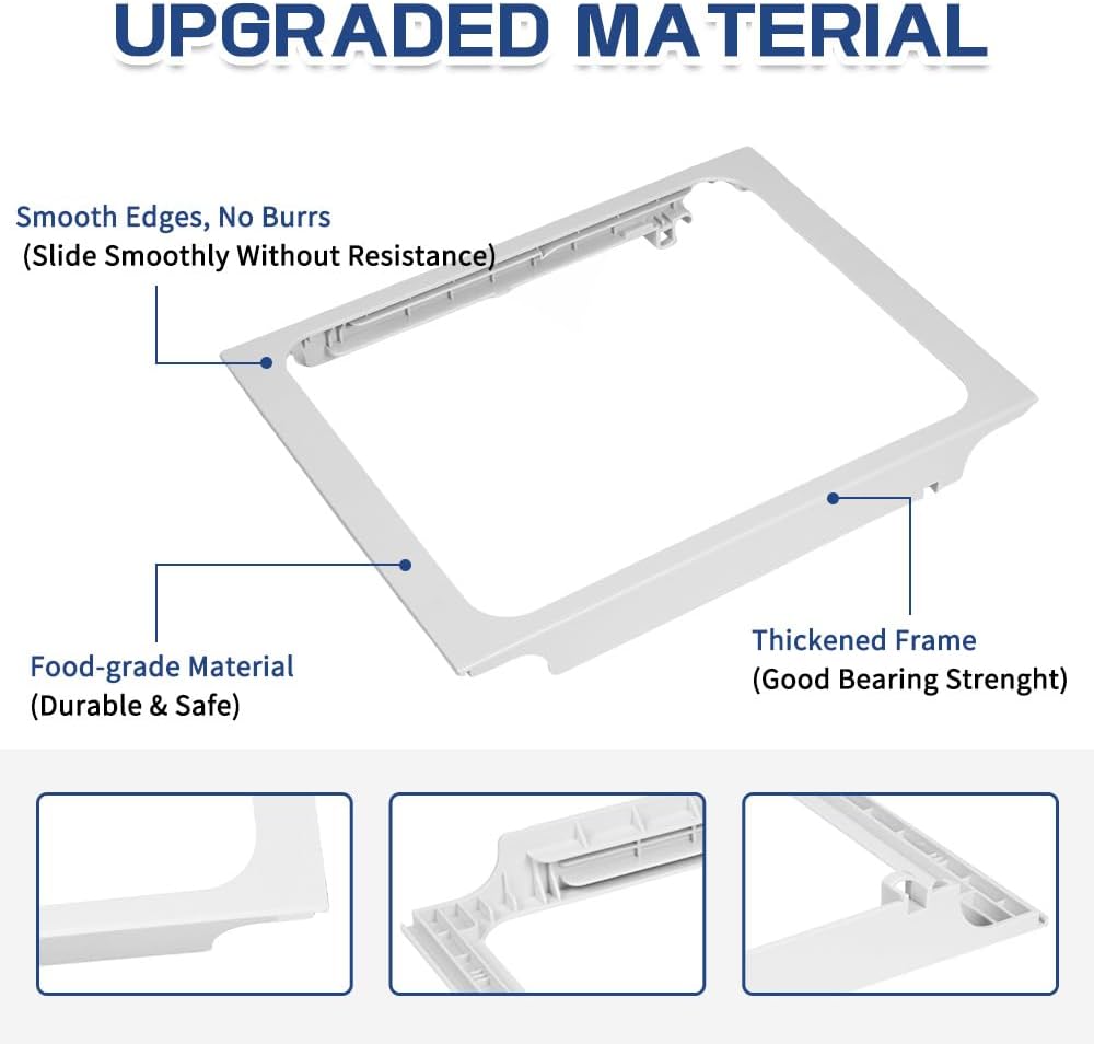 [Upgraded] W10861519 Deli Drawer Hanger, Refrigerator Meat Drawer Shelf Holder for Whirlpool WRT148/WRT311/WRT318, Replaces W10628698, 4382323, AP5999492
