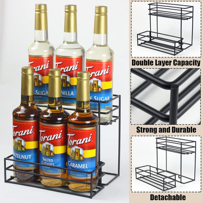 Coffee Syrup Rack (6 Bottle Capacity), Organizer for Coffee Bar & Kitchen, Small Wine Rack for Bar, Family & Storage
