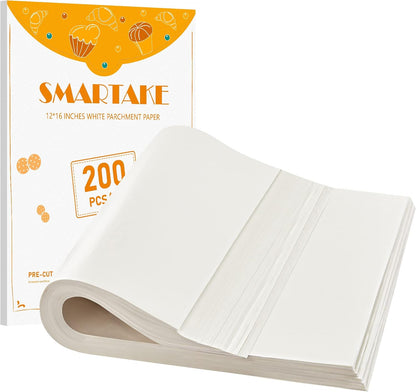200 Pcs White Parchment Paper Sheets, 12x16 Inches, Non-Stick
