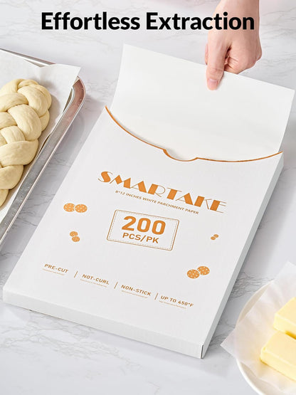 200 Pcs White Parchment Paper Sheets, 12x16 Inches, Non-Stick