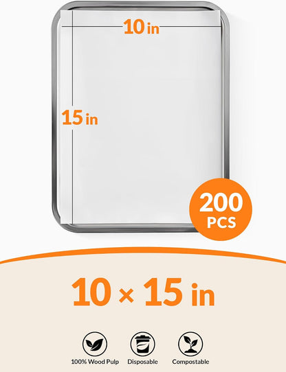 200 Pcs White Parchment Paper Sheets, 12x16 Inches, Non-Stick