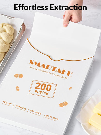 200 Pcs White Parchment Paper Sheets, 12x16 Inches, Non-Stick