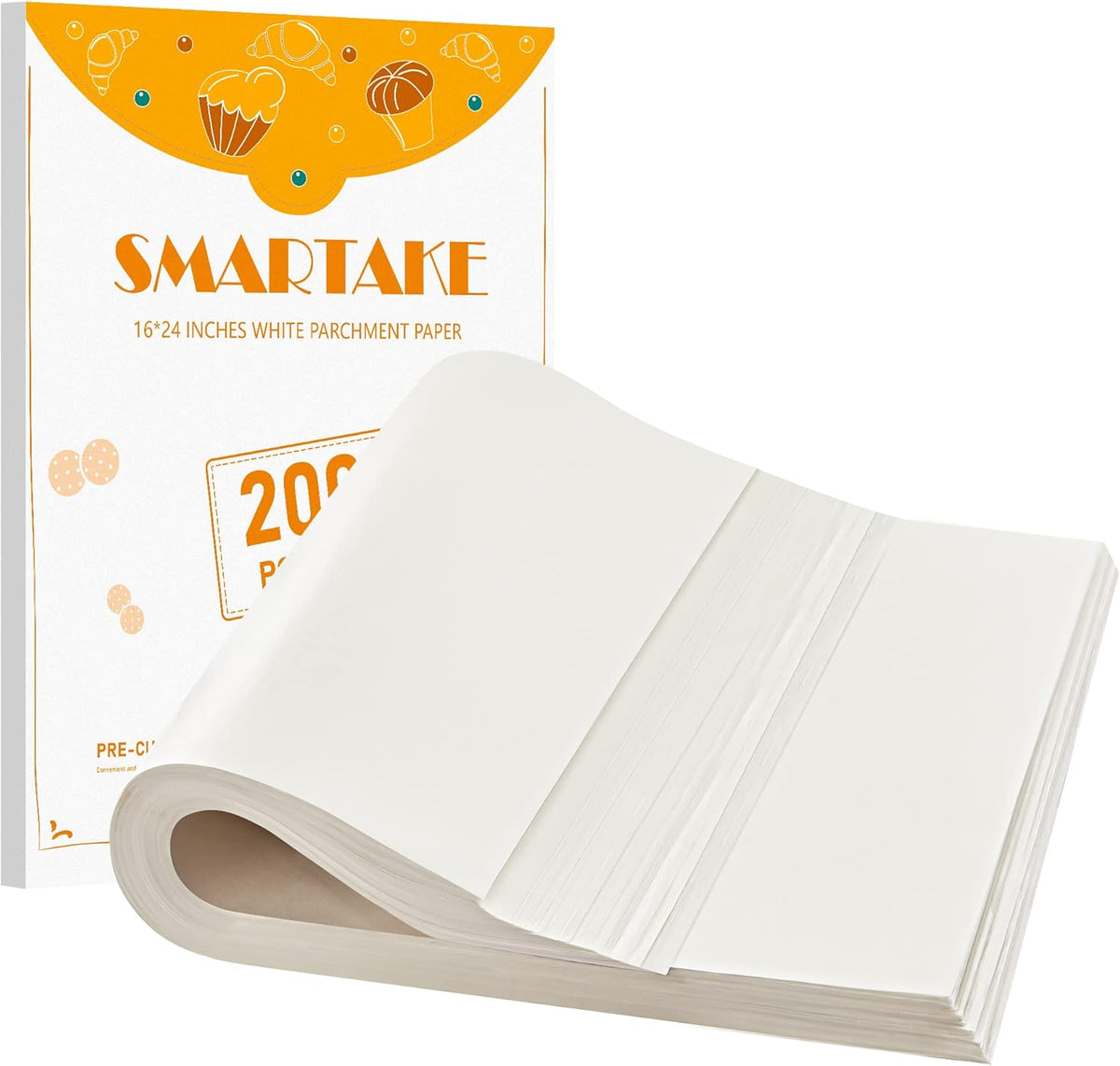 200 Pcs White Parchment Paper Sheets, 12x16 Inches, Non-Stick