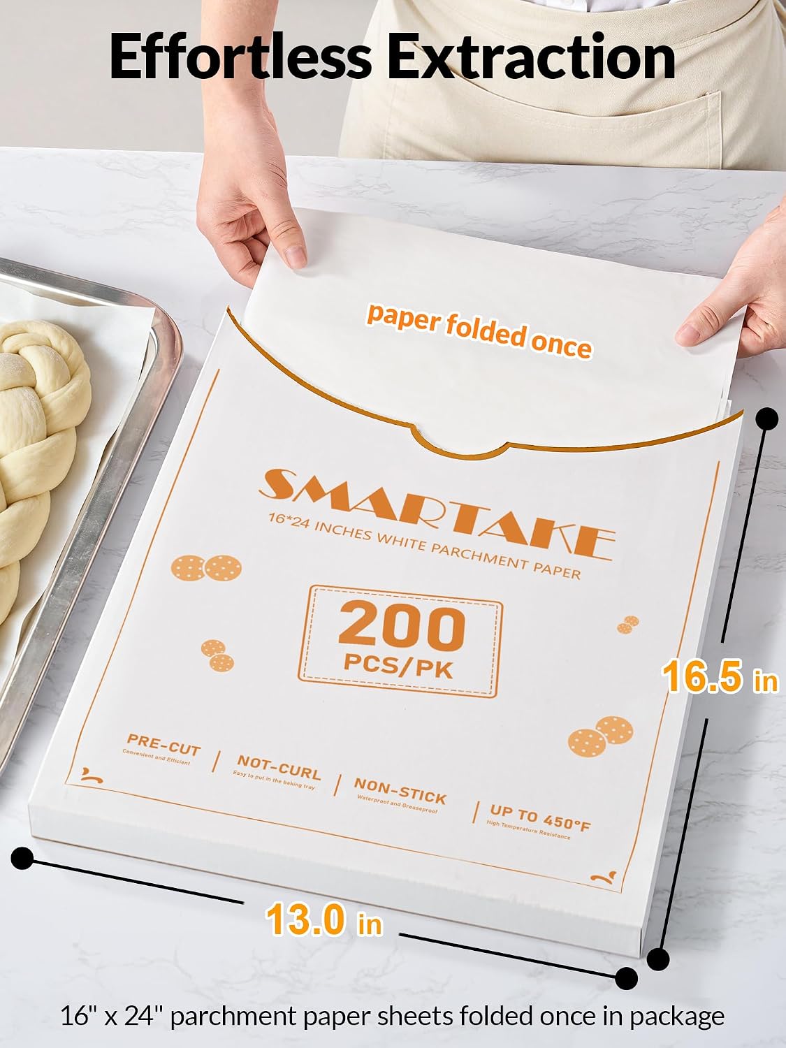 200 Pcs White Parchment Paper Sheets, 12x16 Inches, Non-Stick