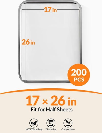 200 Pcs White Parchment Paper Sheets, 12x16 Inches, Non-Stick