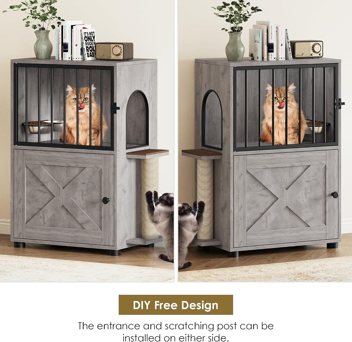 Dog Proof Cat Feeding Station, Dog Proof Cat Feeder, Cat Food Table, Gray
