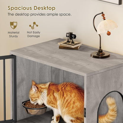 Dog Proof Cat Feeding Station, Dog Proof Cat Feeder, Cat Food Table, Gray