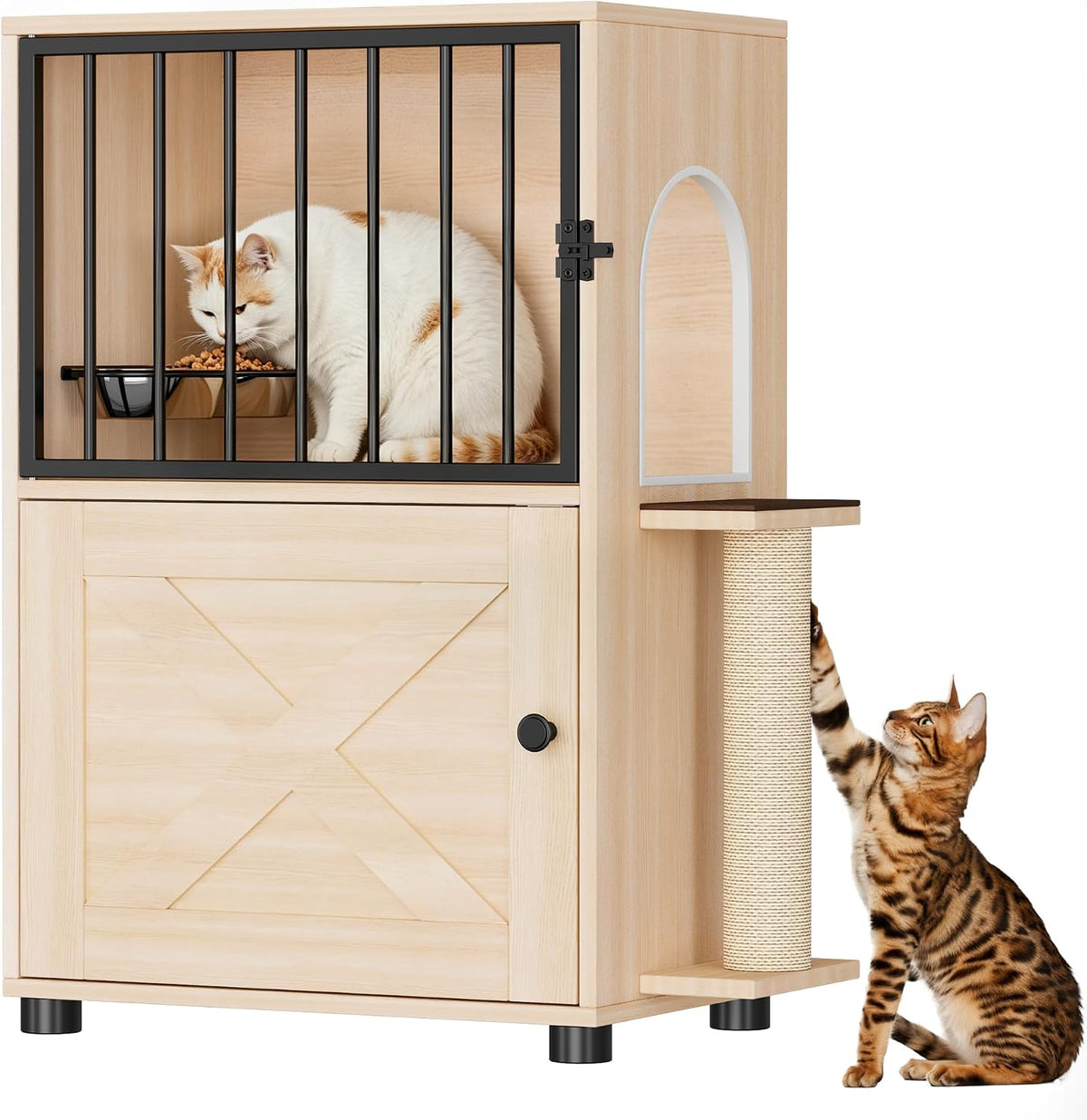 Dog Proof Cat Feeding Station, Dog Proof Cat Feeder, Cat Food Table, Gray