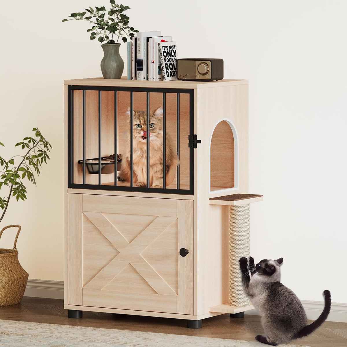 Dog Proof Cat Feeding Station, Dog Proof Cat Feeder, Cat Food Table, Gray