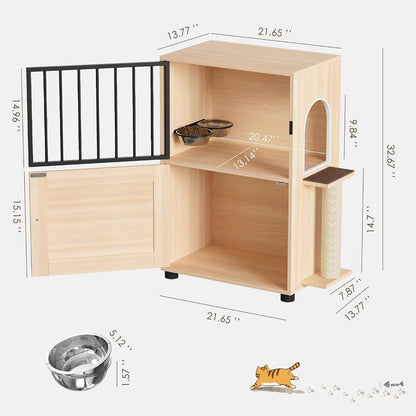 Dog Proof Cat Feeding Station, Dog Proof Cat Feeder, Cat Food Table, Gray