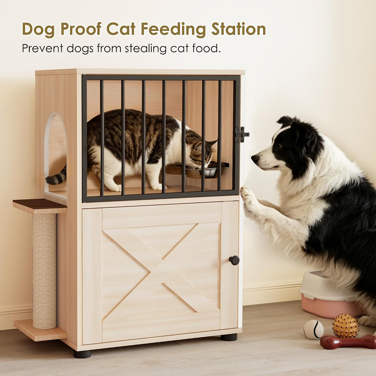 Dog Proof Cat Feeding Station, Dog Proof Cat Feeder, Cat Food Table, Gray