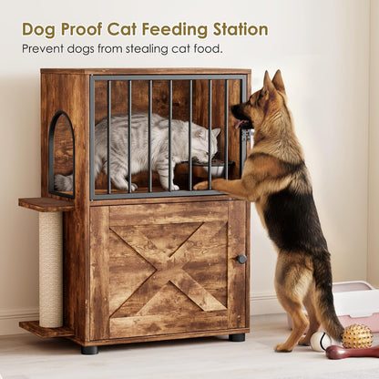 Dog Proof Cat Feeding Station, Dog Proof Cat Feeder, Cat Food Table, Gray