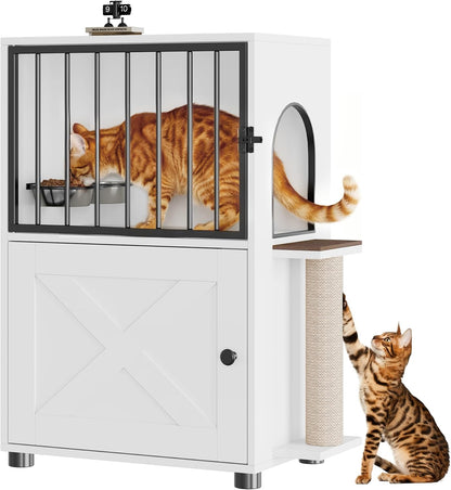 Dog Proof Cat Feeding Station, Dog Proof Cat Feeder, Cat Food Table, Gray