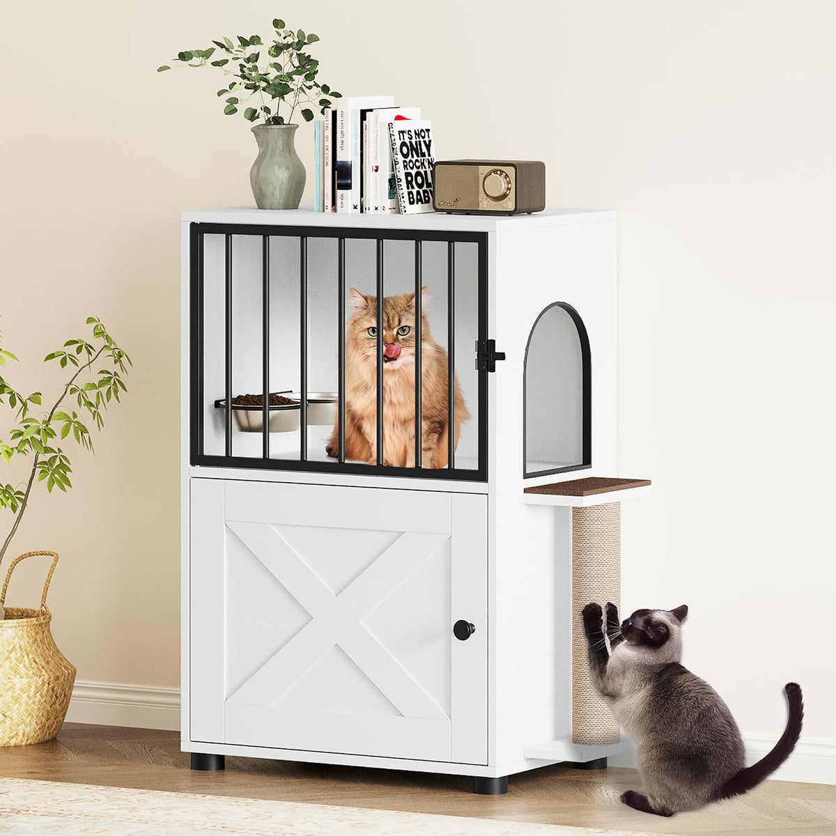 Dog Proof Cat Feeding Station, Dog Proof Cat Feeder, Cat Food Table, Gray