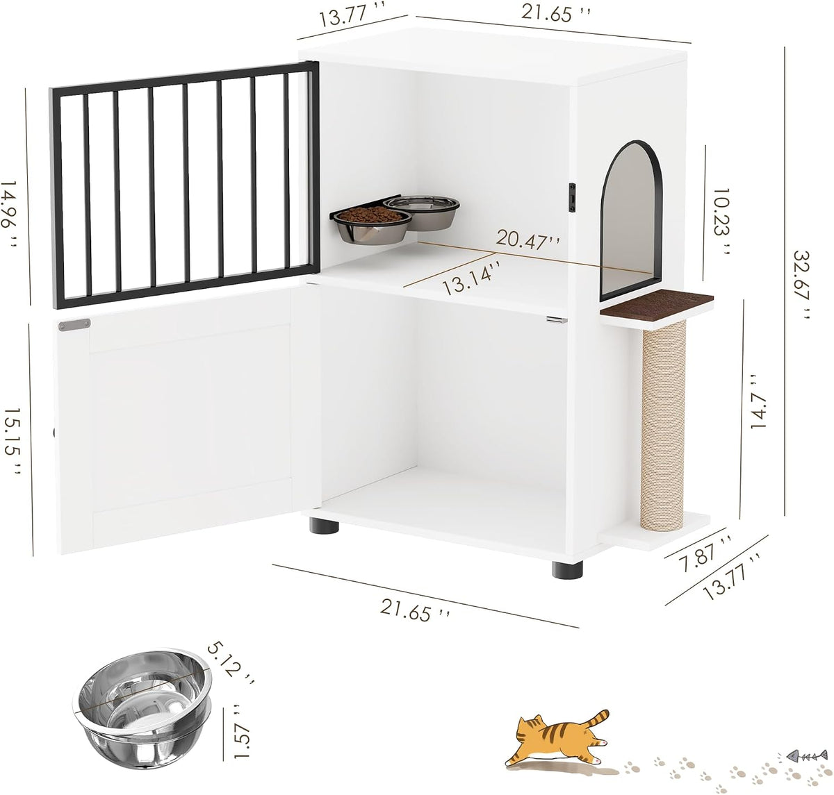 Dog Proof Cat Feeding Station, Dog Proof Cat Feeder, Cat Food Table, Gray