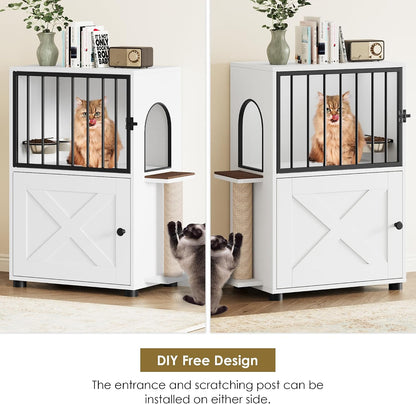 Dog Proof Cat Feeding Station, Dog Proof Cat Feeder, Cat Food Table, Gray