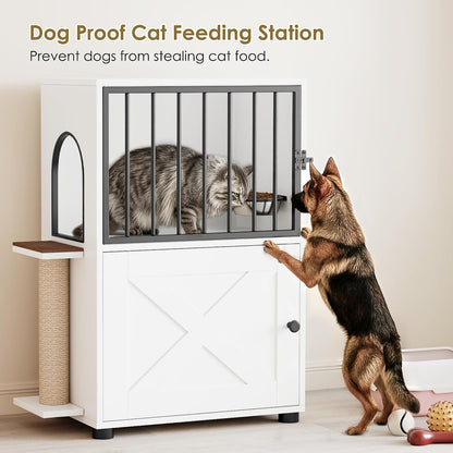 Dog Proof Cat Feeding Station, Dog Proof Cat Feeder, Cat Food Table, Gray
