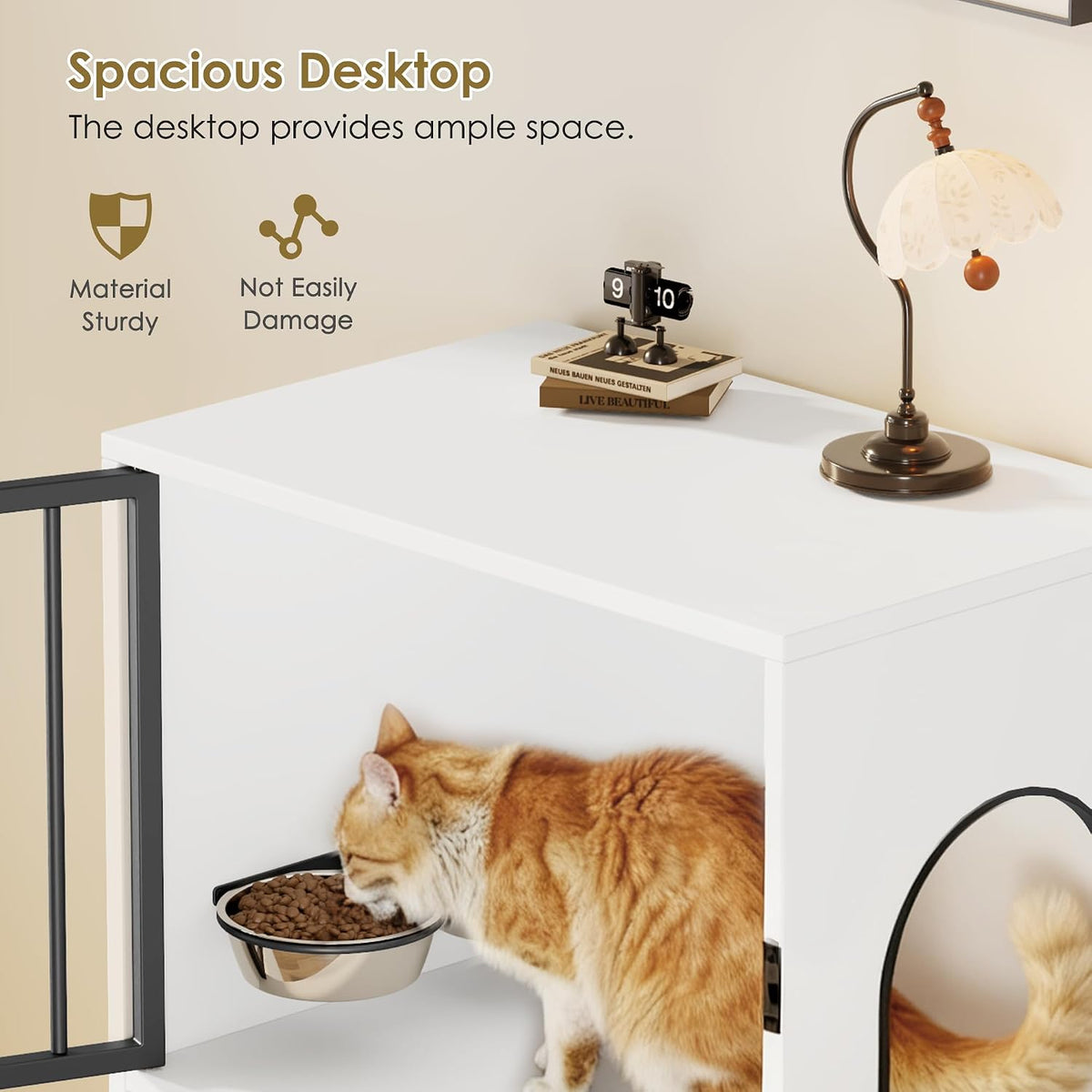 Dog Proof Cat Feeding Station, Dog Proof Cat Feeder, Cat Food Table, Gray