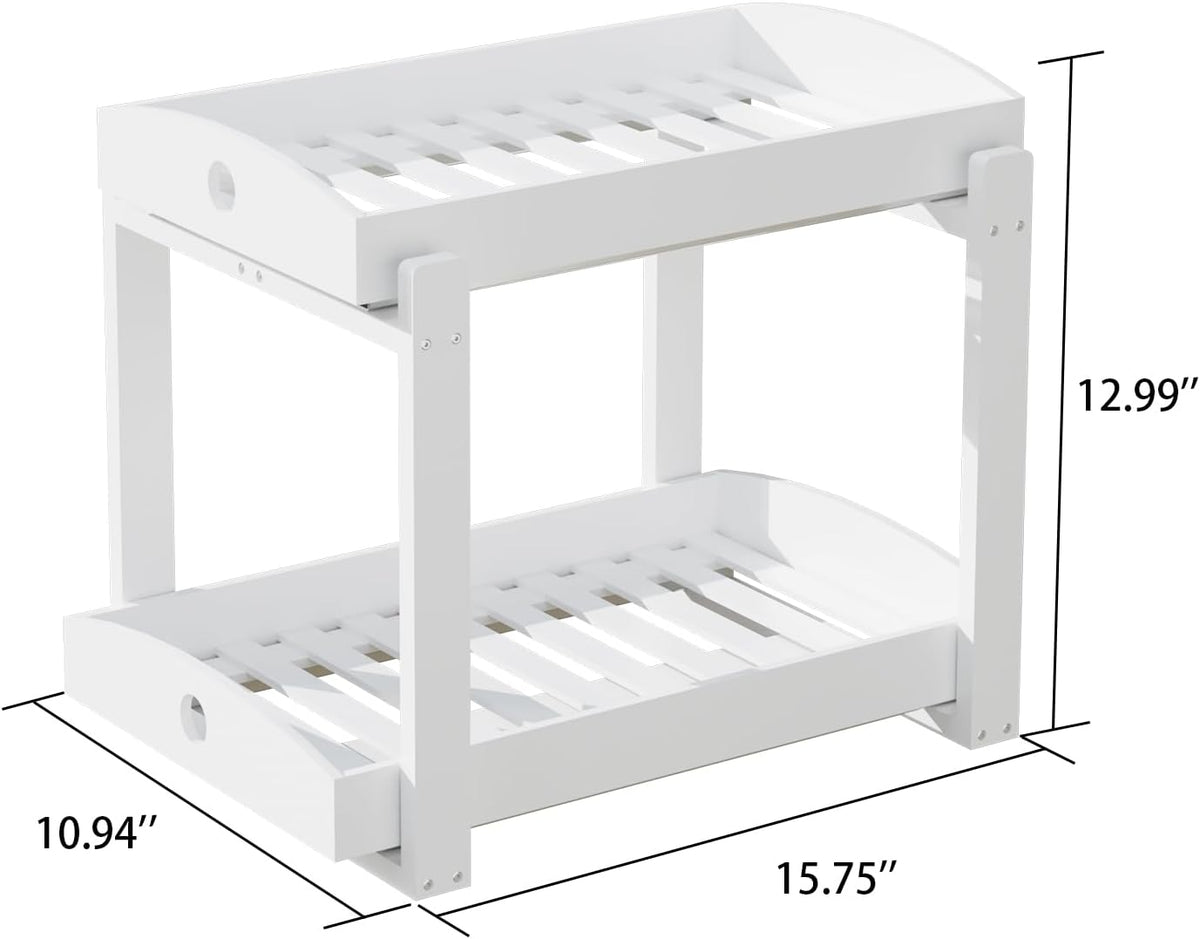 2 Pack Bamboo Under Sink Organizer, 2-Tier Sliding Drawers for Cabinets | Pull-out drawers keep cleaners and tall bottles visible, organized and easy to reach in kitchen or bathroom cabinets