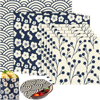 9 Pack Reusable Beeswax Wrap for Food, Beige, Japanese