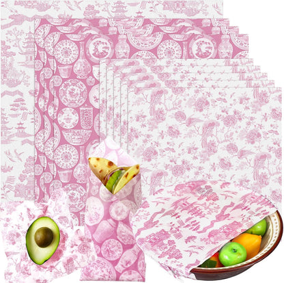 9 Pack Reusable Beeswax Wrap for Food, Beige, Japanese