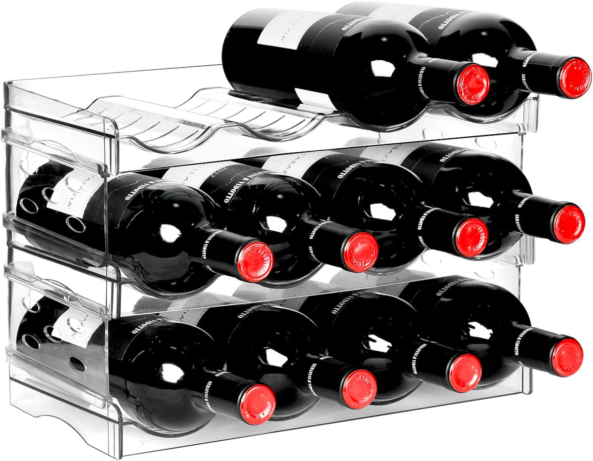 BoxedHome Plastic Water Bottle Organizer and Wine Rack Storage Holder for Inside Cabinet, Kitchen Countertop, Table Top, Pantry, Bars, Cabinets, Fridge - Clear (2 Tier 8 Containers)