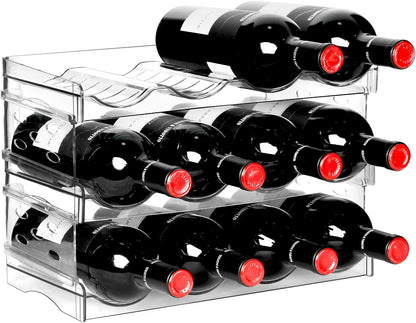 BoxedHome Plastic Water Bottle Organizer and Wine Rack Storage Holder for Inside Cabinet, Kitchen Countertop, Table Top, Pantry, Bars, Cabinets, Fridge - Clear (2 Tier 8 Containers)